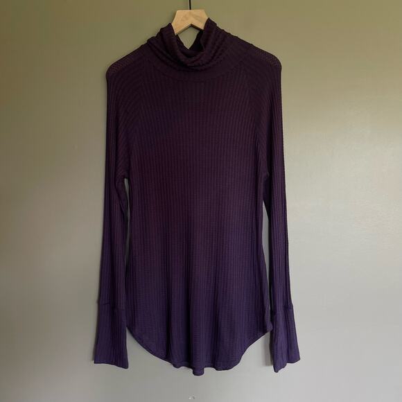 Chaser Waffle Knit Turtleneck Amethyst Purple Size Large Casual Comfortable - Picture 3 of 16